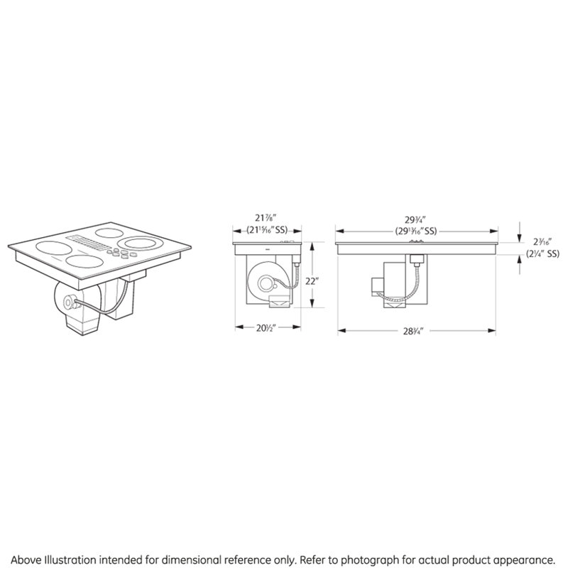 Downdraft Electric Cooktop, Black/Stainless Steel, Stainless Steel