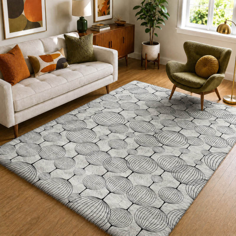 Tapis géométrique Dream Shag ADS732 lavable à la machine de qualité supérieure, Graphite, 9' x 12'