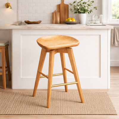 Basnti Swivel Solid Wood Counter Stool