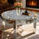 Glass Round Coffee Table Mirrored Diamonds Inlay