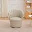 Chaise pivotante crème à pétales crème - Base en métal pivotant à 360 °, fauteuil de bureau à oreilles en cuir véritable grain supérieur, siège d'appoint de bureau incurvé à conception cannelée-1762410972