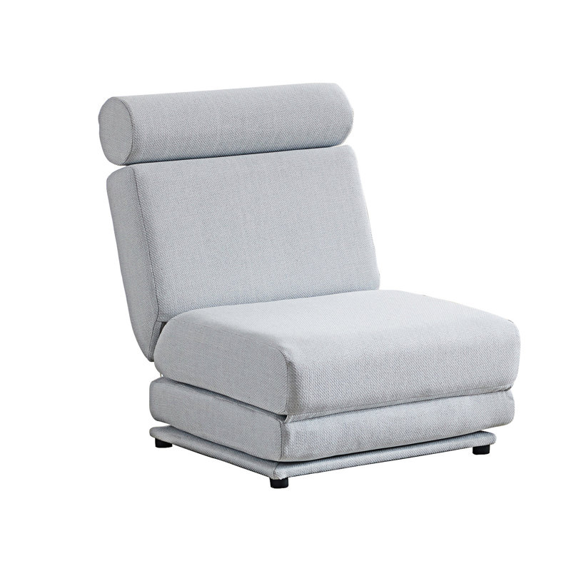 Modern Foldable Single Sofa Bed, Light Gray/Blue