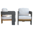 Chaise longue d'extérieur en teck et osier avec coussins Sunbrella Estate (ensemble de 2)