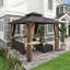 Pavillon de jardin en aluminium 10 pi x 10 pi, pavillon de jardin extérieur avec toit en acier galvanisé, rideaux d'intimité et moustiquaire pour patio, jardin et cour arrière-115112919