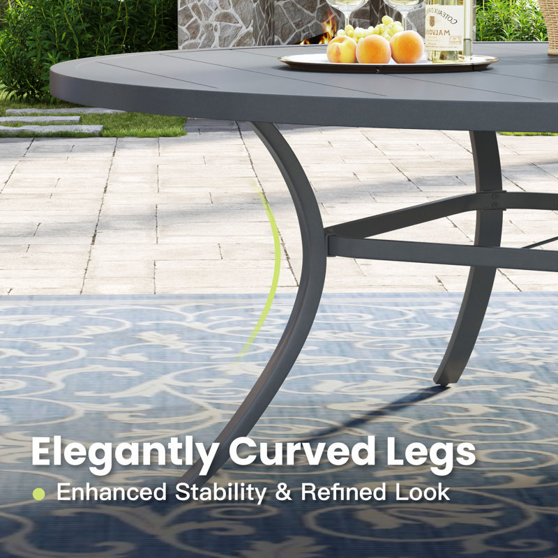 60" Round Patio Dining Table, Gray