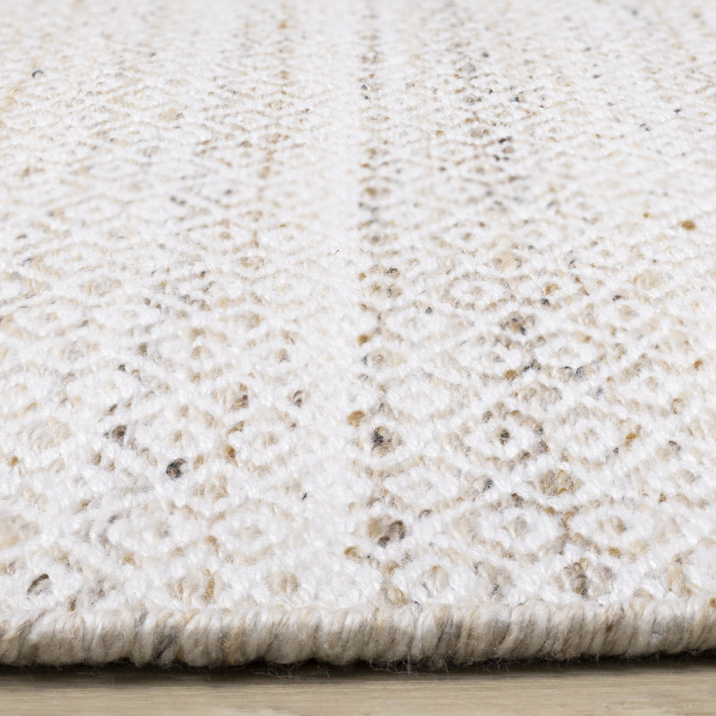 Dieks Cream Geometric Recycled P.E.T. Living Room Carpet, Rectangle 5'3" x 7'7"