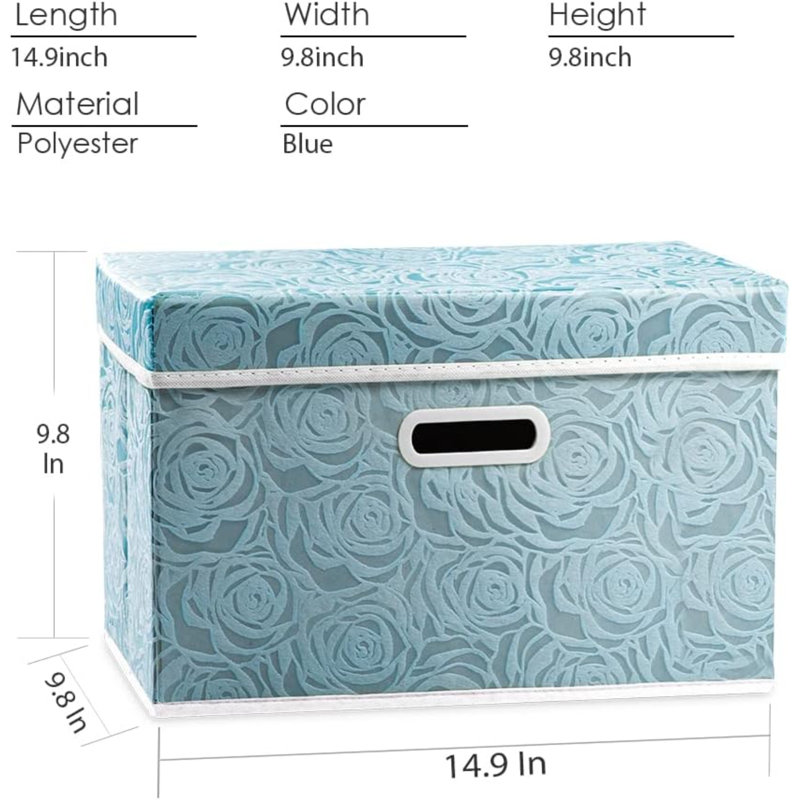 Collapsible Storage Cubes With Lids Fabric Decorative Storage Bins Boxes Organizer Containers Baskets With Cover Handles For Bedroom Closet Living Room