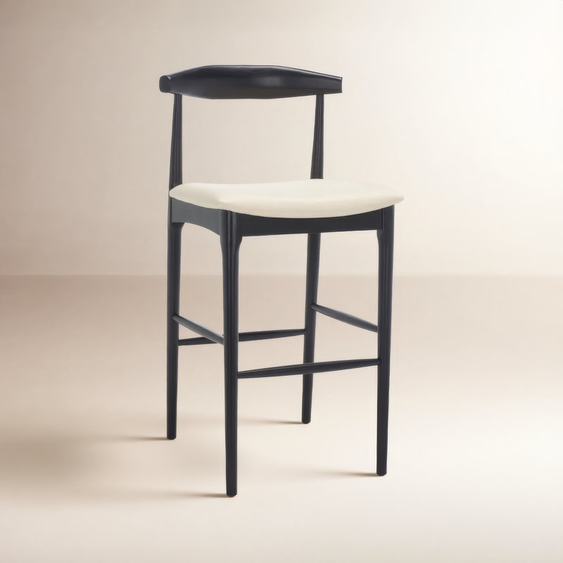 Tabouret de bar / de comptoir Hank, Noir, Crème, Tabouret de bar (siège d'une hauteur de 29,6 po)