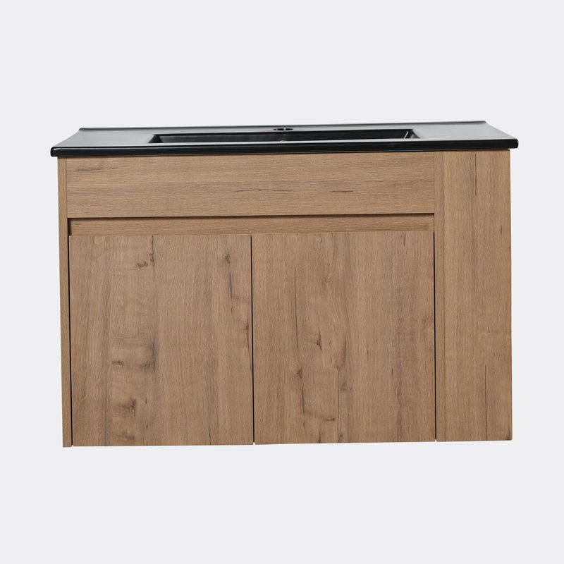 Ensemble de meuble-lavabo simple 30 po avec plateau en céramique Deontrae, Noir