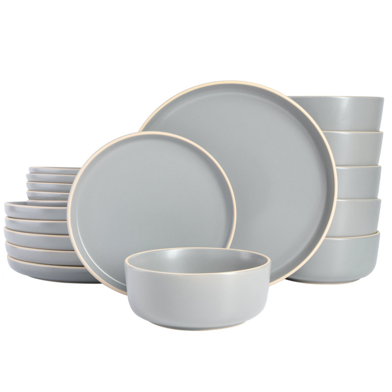 Gibson Soho Lounge Matte 18 Piece Dinnerware Set, Service for 6, Gray