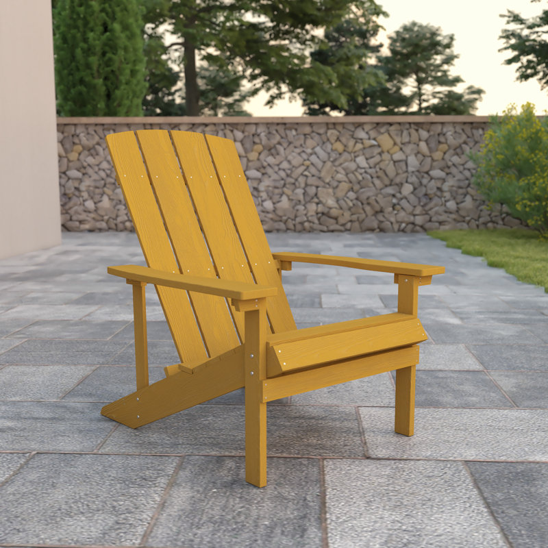 Commercial All-Weather Poly Resin Wood Adirondack Chair, Yellow