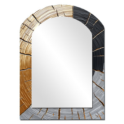 Golden Dark Wood Slide Roots Of Serenity II - Large Arched Wall Mirror On Metal