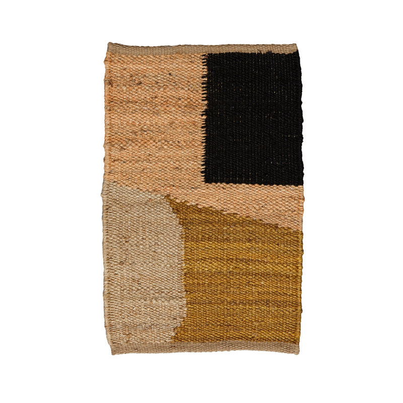Rectangle Eclipse Geometric Flatweave Hemp Area Rug in Brown/Beige, Rectangle 5' x 7'