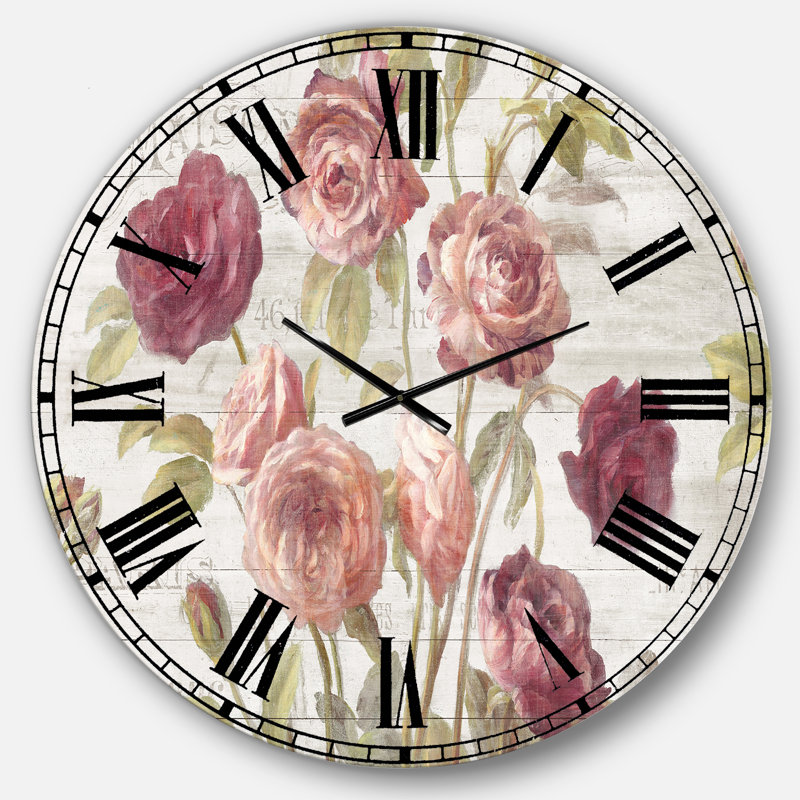Swigart French Roses I - Horloge murale campagnarde, Surdimensionné