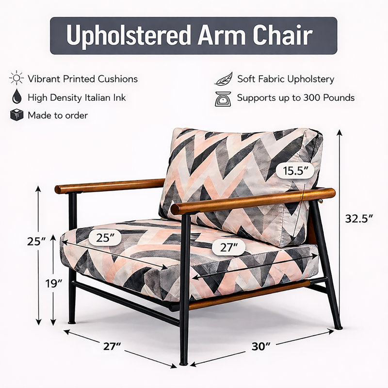 Culligan - Chaise rembourrée avec accoudoirs, Noir, noir, noir, noir