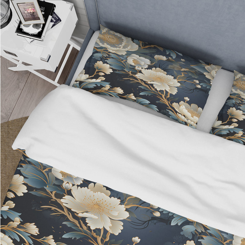 Imperial Opulence - Ensemble de housse de couette à motif floral oriental - Microfibre de polyester