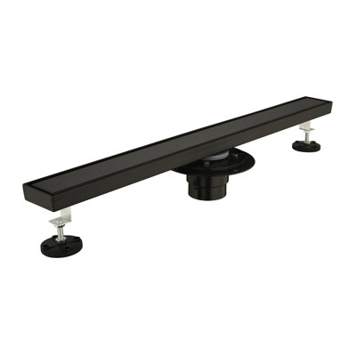 27.8 In.  Linear Shower Drain With Leveling Feet And Flange In Matte Black
