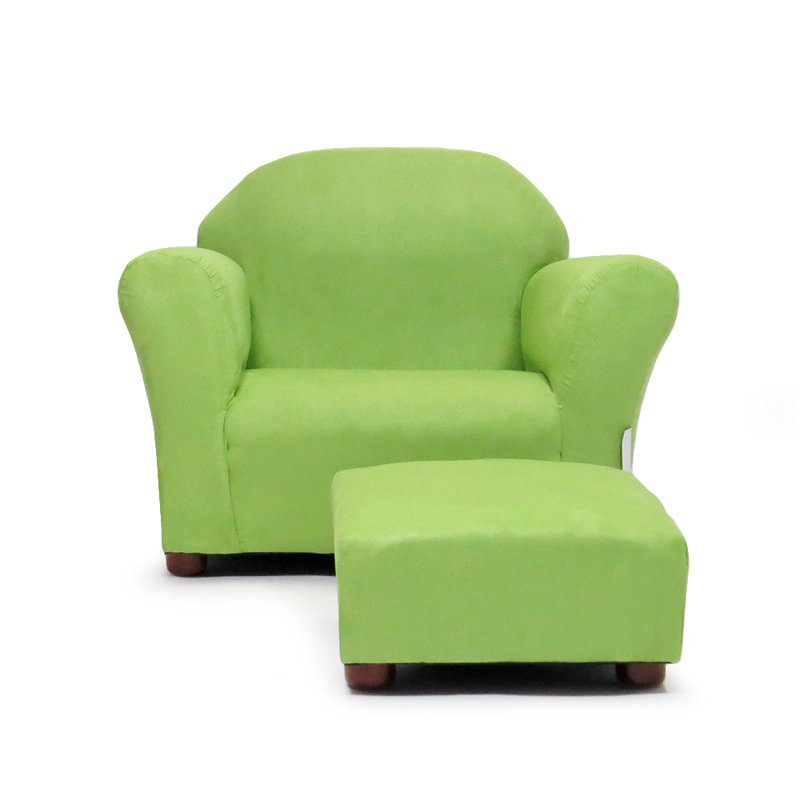 Weybridge Kids 9'' Wood Club Chair Chair and Ottoman, Green