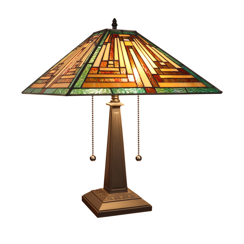 CHLOE Lighting FIRMAN Tiffany-Style 2-Light Mission Table Lamp 16" Shade