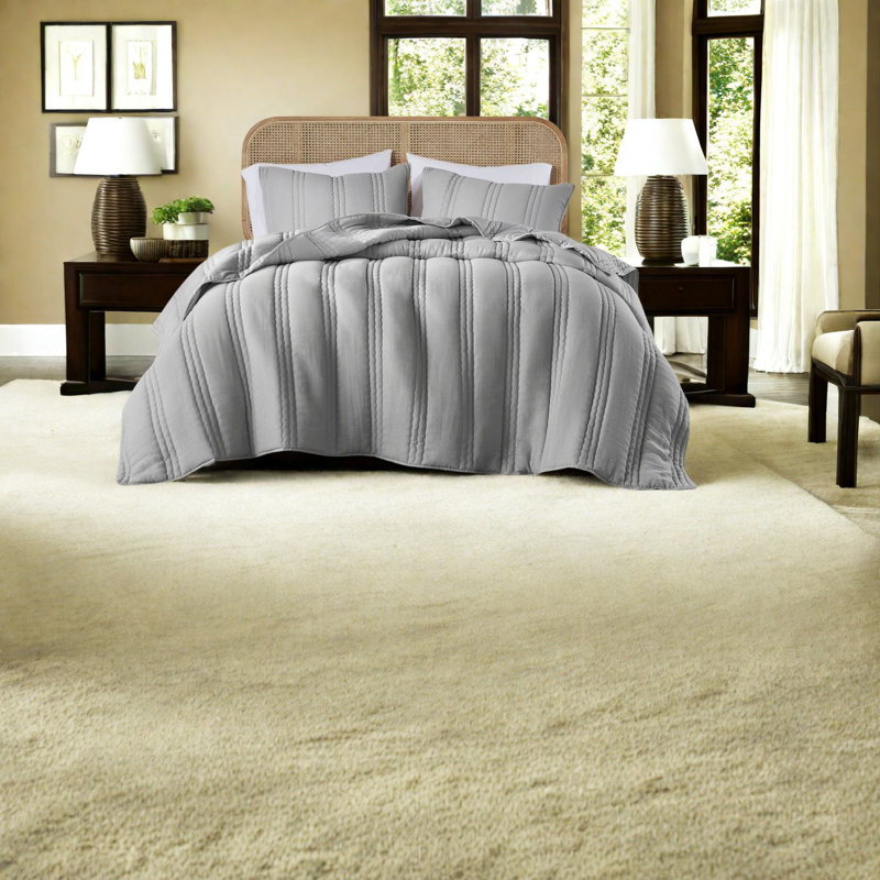 Ensembles de literie Crinkle Grey King, polyester confortable, style familial moderne