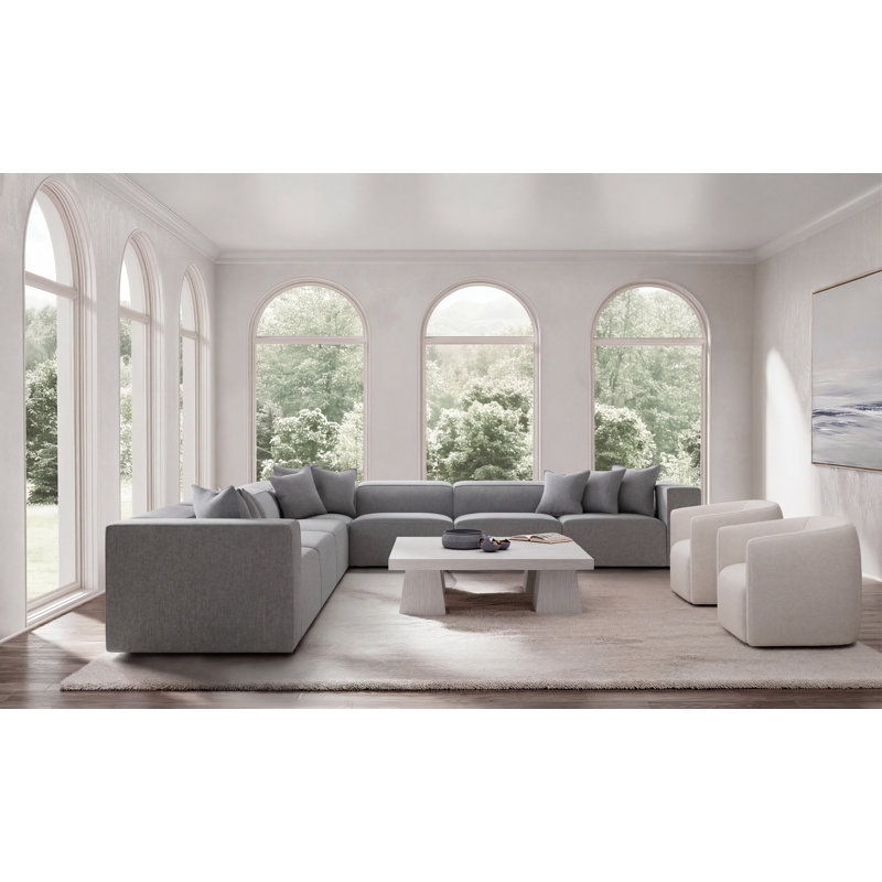 Bernhardt Bliss 5-Piece Fabric Sectional, 28" H x 160.5" W x 160.5" D, Dark Gray Polyester Blend