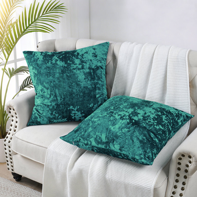 Housse de coussin en velours écrasé Euro, Saphir
