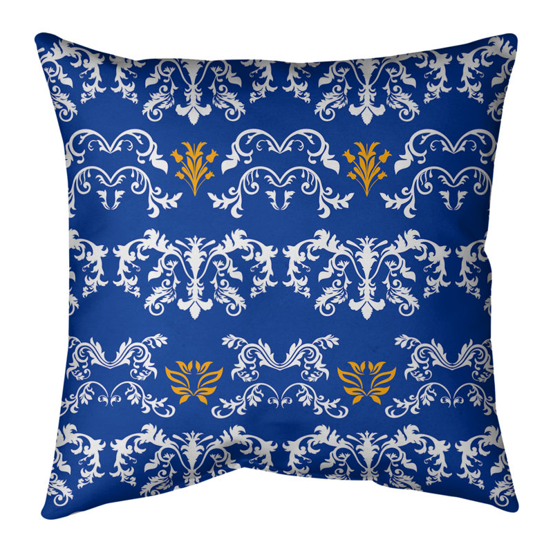 Housse de coussin LA Football Baroque, Bleu / blanc / bronze, Polyester filé, 20 po X 20 po