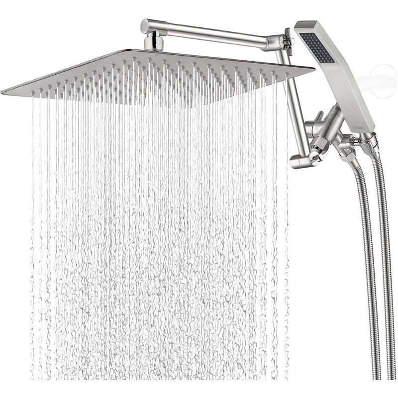 12 Inch Rainfall Shower Head, With Handheld Spray Combo,Adjustable Extension Arm, 3 Settings Diverter, 71 Inch Hose