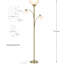 Sky Dome Double LED Torchiere Floor Lamp - Pole Super Bright Dimmable Standing Lamp with 2 Reading Lights-122097840