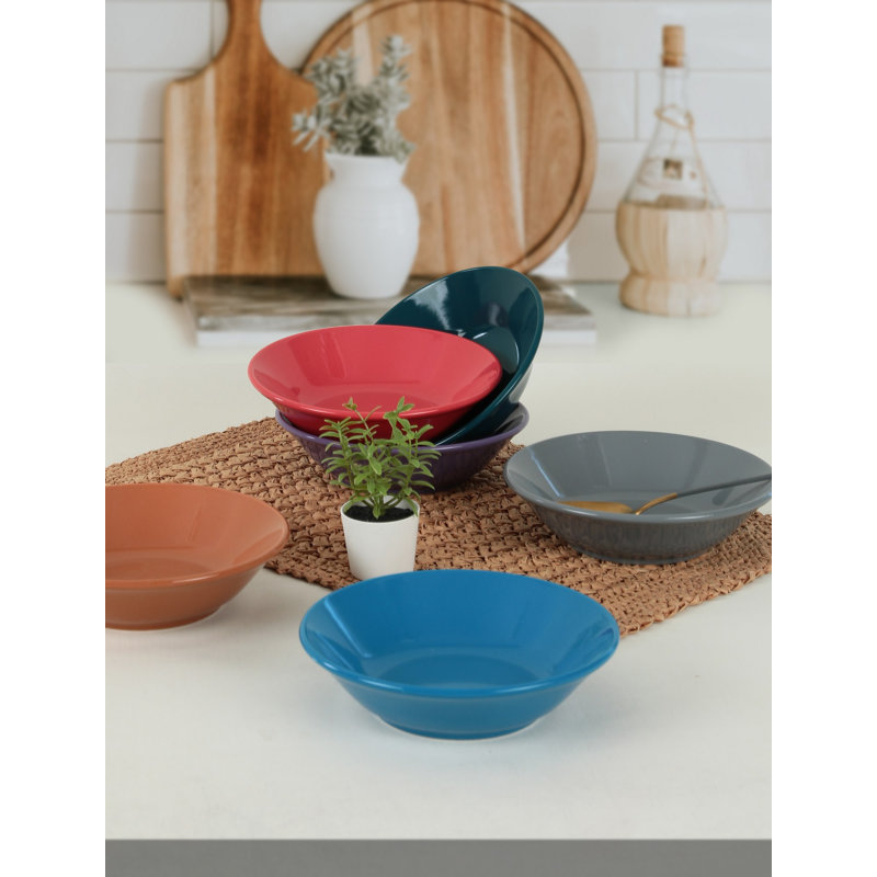 Ensemble d'assiettes en céramique de qualité supérieure (6 pièces), 10,6 po x 10,6 po x 0,8 po | 100% antibactérien, écologique, résistant à l'eau | Va au lave-vaisselle et au micro-ondes jusqu'à 122 ° F | Facile à nettoyer, parfait pour les repas et les réceptions de tous les jours