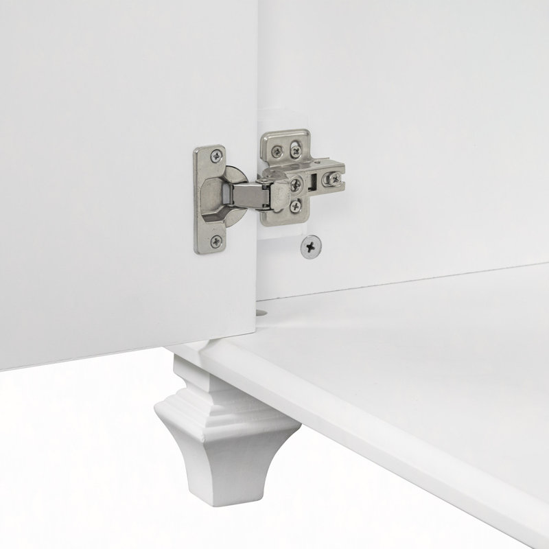 Meuble-lavabo de 36 po avec lavabo, meuble-lavabo blanc avec tiroir rabattable, 3 tiroirs, 2 portes à fermeture en douceur, bois massif et panneau de fibres à densité moyenne