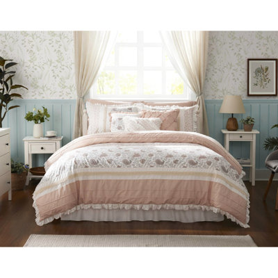 Édredon Blush King - 9 pièces en coton avec dentelle embelli pour le style de chambre à coucher
