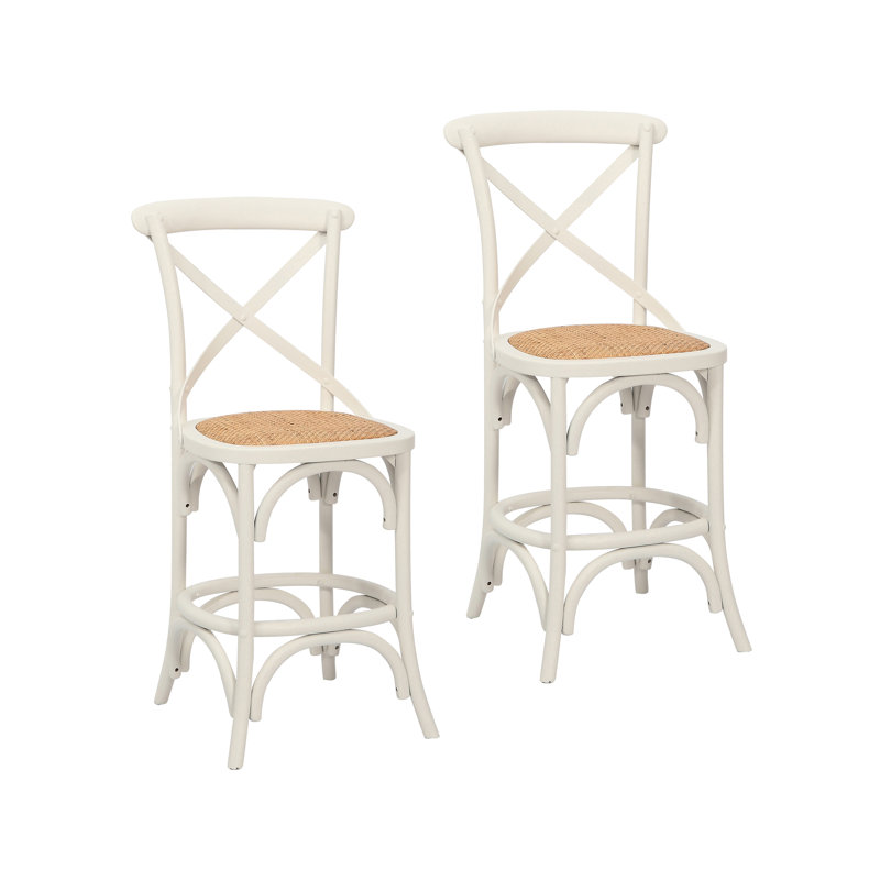 Tabouret Lisa, Blanc, Tabouret de comptoir (siège d'une hauteur de 24,4
