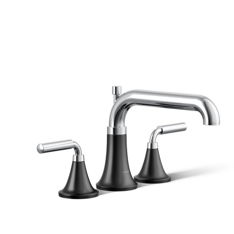 Tone Bath Faucet Trim With Diverter Spout, Polished Chrome/Matte Black