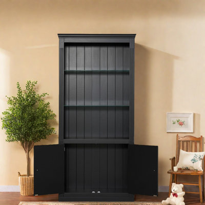 Adjustable Black Mdf Bookcases With Dimmable Led Lights For Home Office