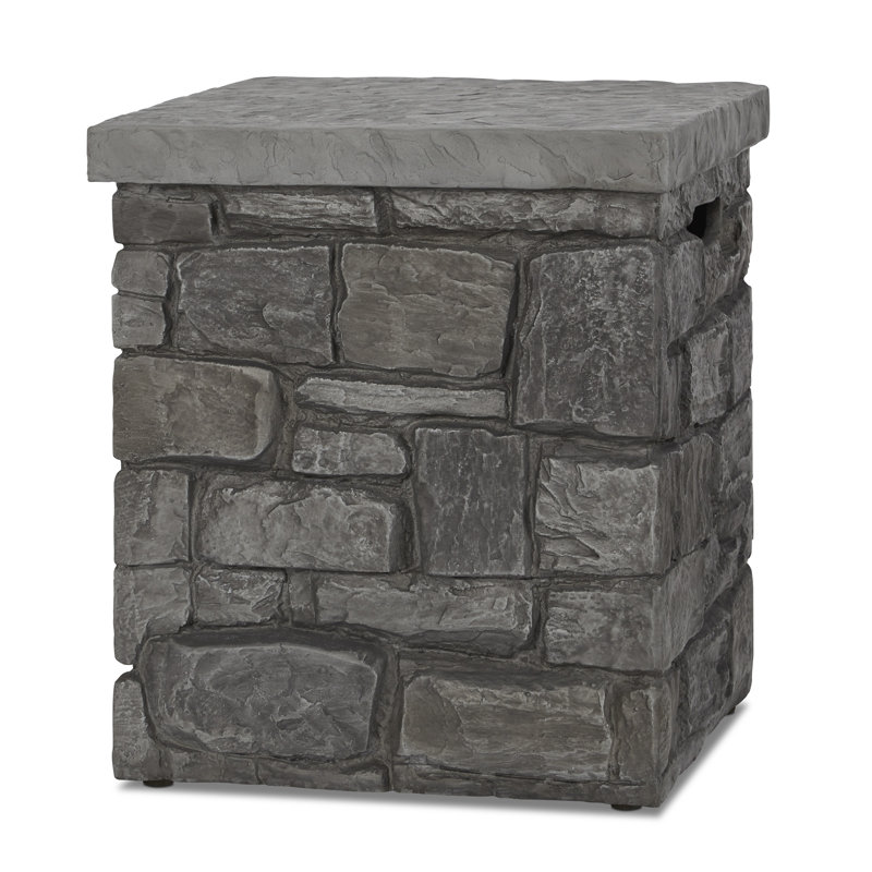 SEDONA 19"H Square Concrete Propane Tank Cover and Side Table by Real Flame, Grey, 19" H x 17" W x 17" D