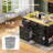 Kitchen Island with Drawers, Pull Out Trash Storage, Rolling Island with Leaf-1746035539