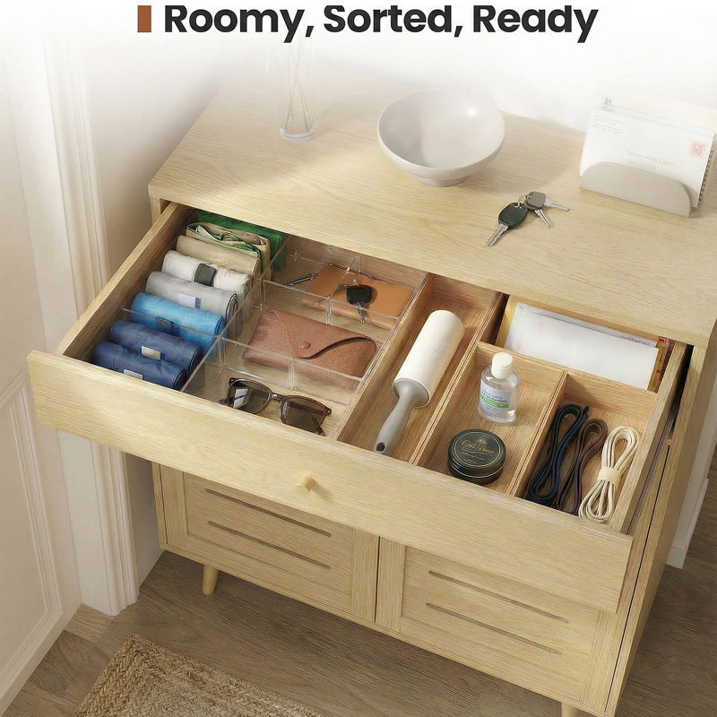 Shoe Cabinet with Adjustable Shelves,Top Drawer, Oak Wood