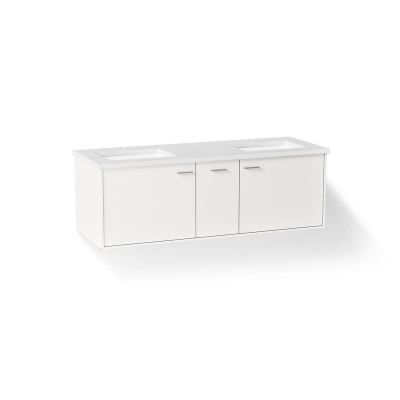 Jute 60" Vanity With Quartz Countertop, Sink And Hardware Included, Linen White