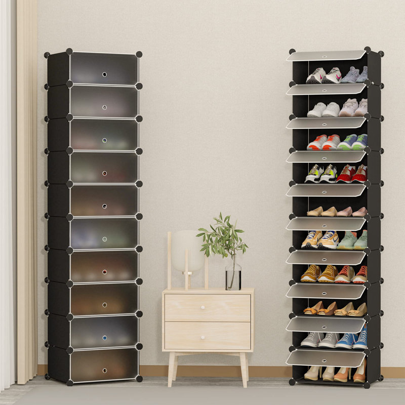 10 Pair Shoe Storage Cabinet, Black