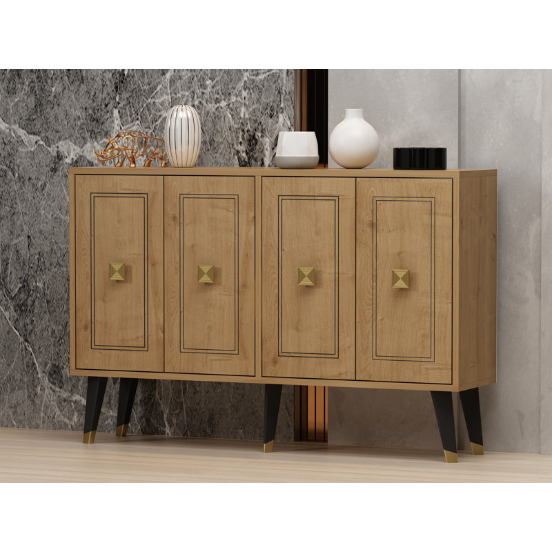 Odessa 80cm Sideboard, Sapphire Oak/Gold