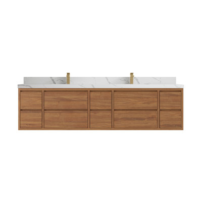 Meuble-lavabo double 84 po avec comptoir en quartz 84 po