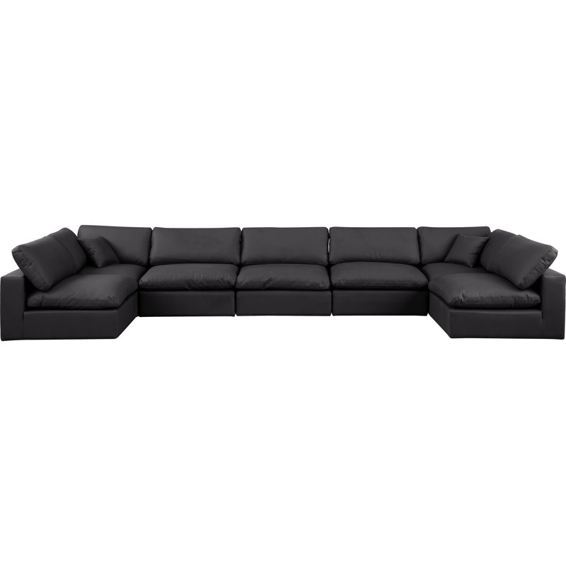 Canapé modulaire réversible de 200 po en similicuir, Cuir végétalien noir