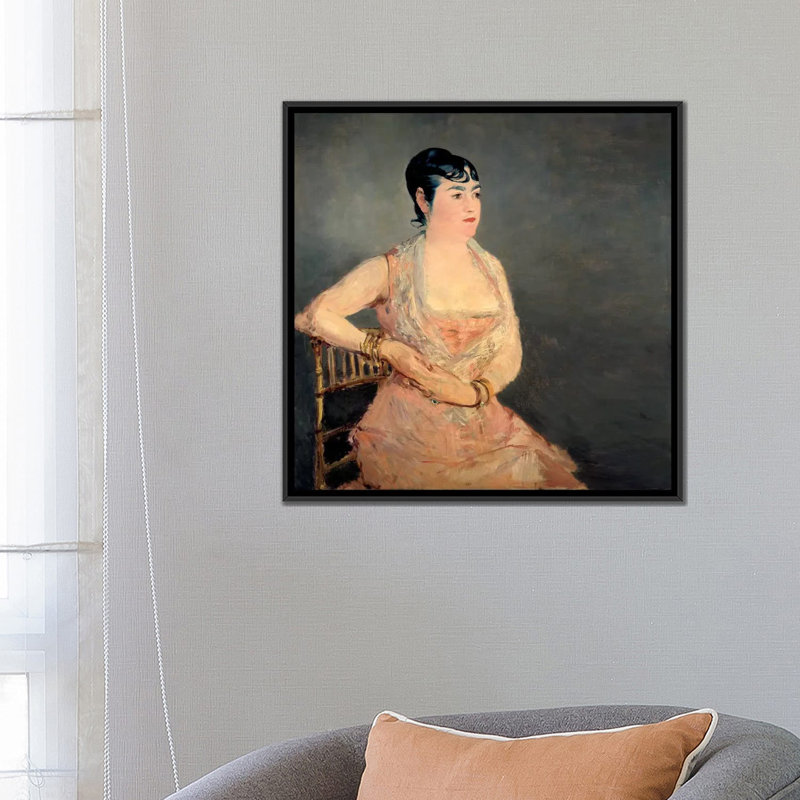 Reproduction d'art sur toile, "Lady" par Edward Manet, H 18 po x l 18 po x P 1,5 po, Toile encadrée noire, Pas de tapis