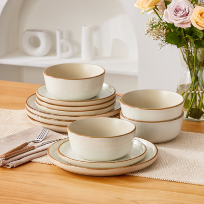 RENIOO Stoneware Dinnerware Set 12 Piece - Service for 4