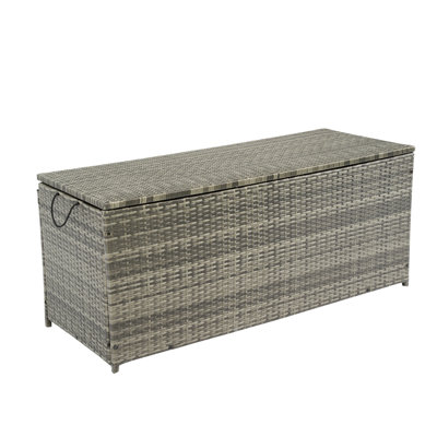 Oversize Patio Storage Chest. 113 Gallon. Grey . Lightweight , Metal Frame. Removable Liner. Water . Area Outdoor Rack - Spacious For Patio, Deck. Liner, Rust Versatile And Practical