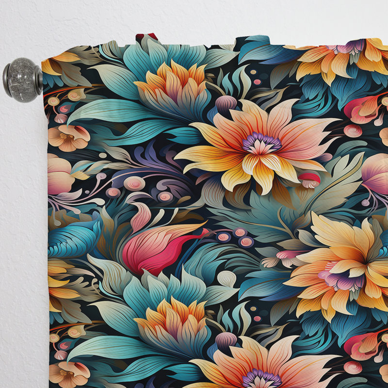 Exotic Tapestries Boho Motif II - Rideau floral - Rideau obscurcissant floral, L 52 po x L 84 po