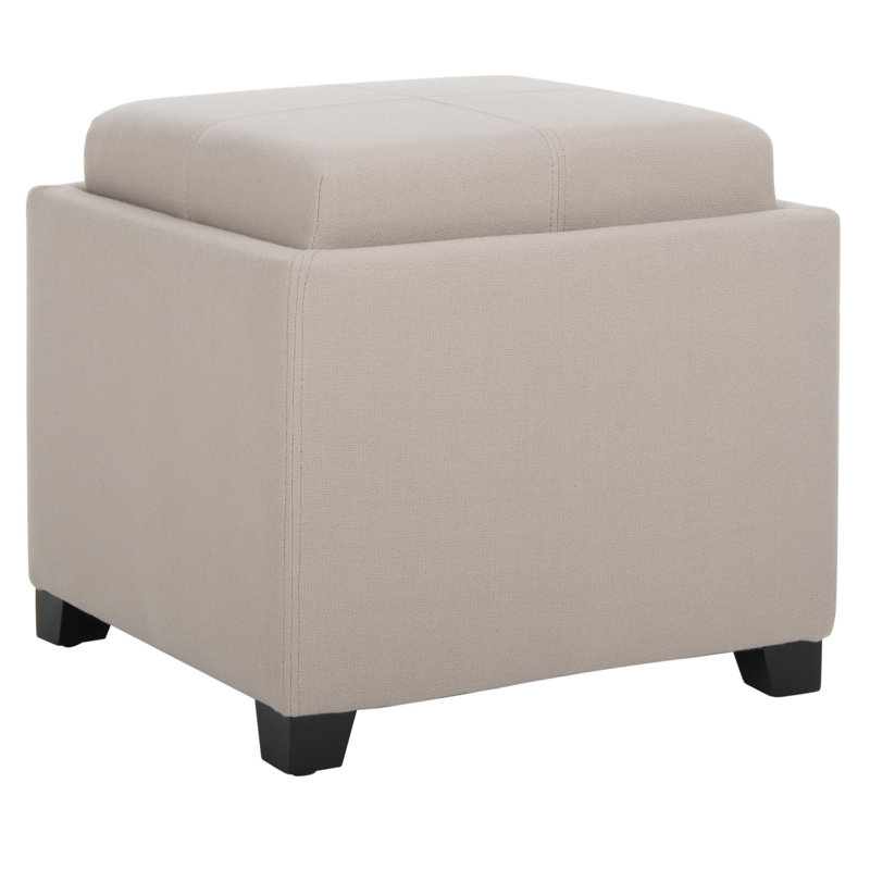 Repose-pieds carré en similicuir de 18 po Motto, Beige Linen