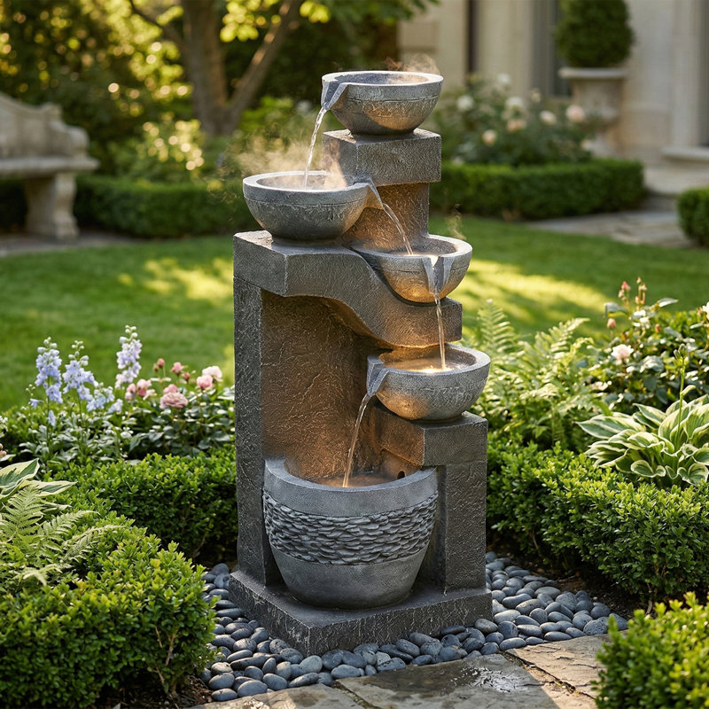 Outdoor Fountain with Lights
