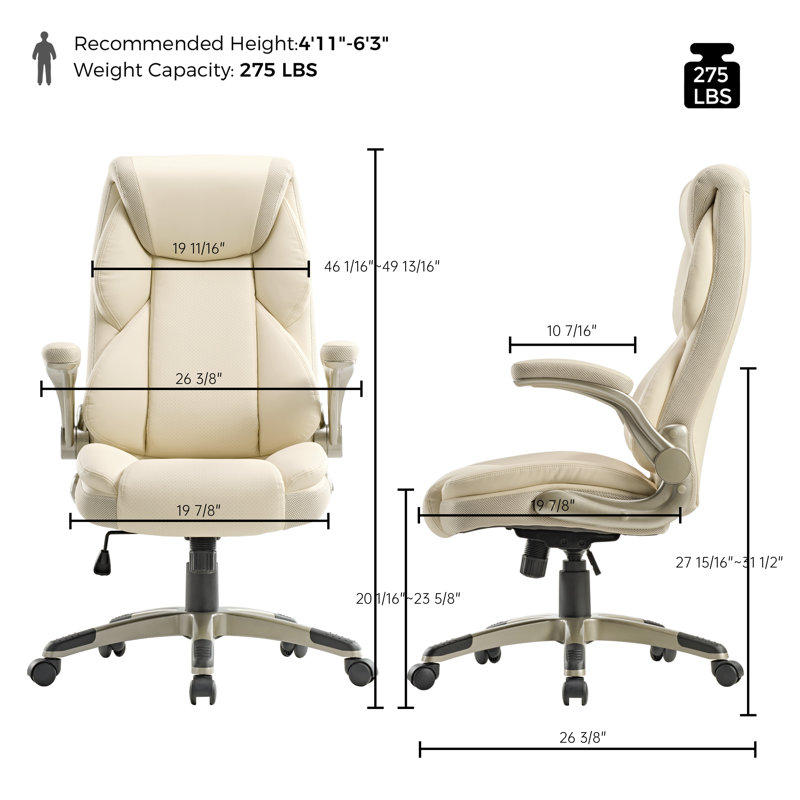 Alahni Executive Chair with Headrest, Beige/Off White